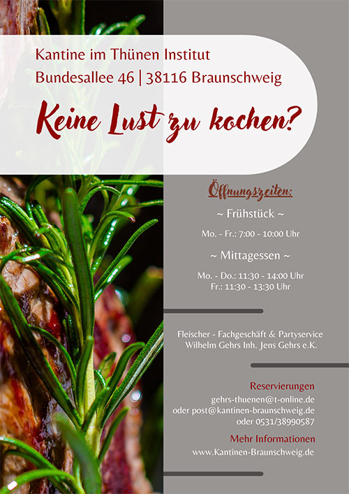 Info-Flyer Kantine im Thünen-Institut Braunschweig